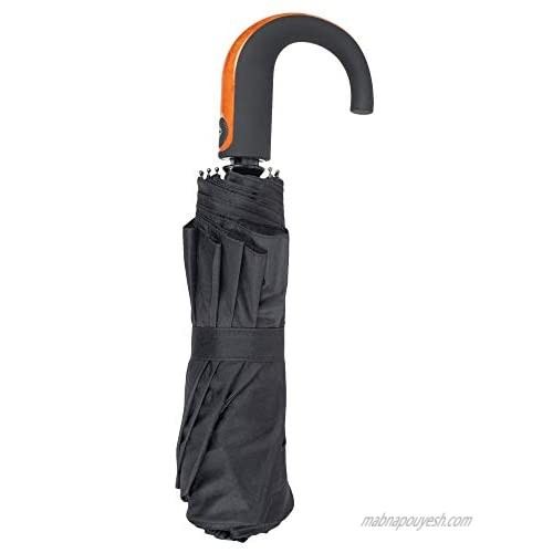 Sleek Midnight Black 40 inch Nylon Curved Handle Auto Umbrella