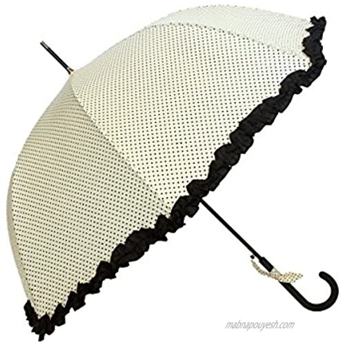 SMATI Stick Umbrella with Design Ruffles - SOLID - windproof (Beige)
