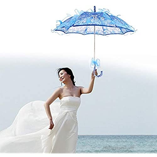 Sorand Wedding Photography Prop Elegant and Stylish 19.73.92.4 Inch Celebration Decoration Lace Umbrella Bridal Umbrella for Photo Booth(Royal Blue)