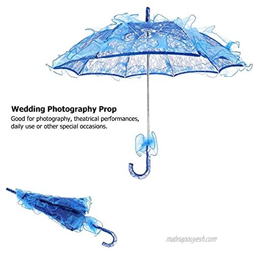 Sorand Wedding Photography Prop Elegant and Stylish 19.73.92.4 Inch Celebration Decoration Lace Umbrella Bridal Umbrella for Photo Booth(Royal Blue)