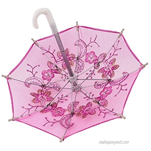 sourcingmap a15032100ux0050 Handmade Wedding Sequin Decor Cotton Lace Mini Parasol Umbrella - Pink/White/Yellow/Green