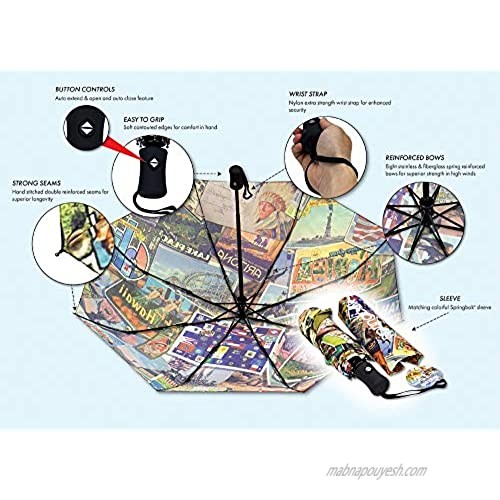 Springbok Compact Travel Size Full Size Canopy Umbrella with Auto Open/Close Button