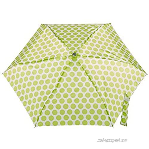 TOTES NeverWet Auto-Open Mini Umbrella 39 Coverage Green Dots