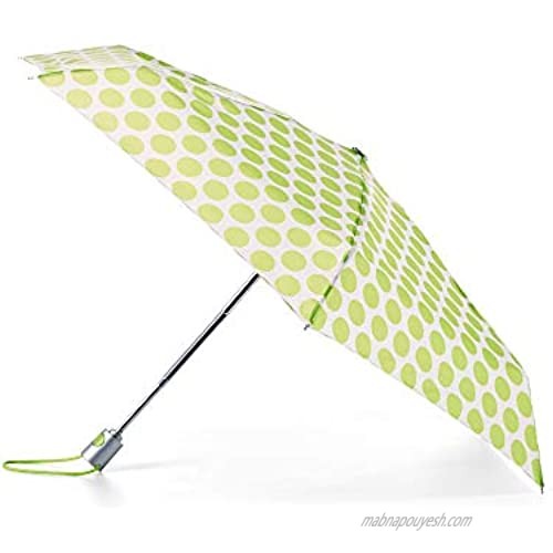 TOTES NeverWet Auto-Open Mini Umbrella  39" Coverage  Green Dots