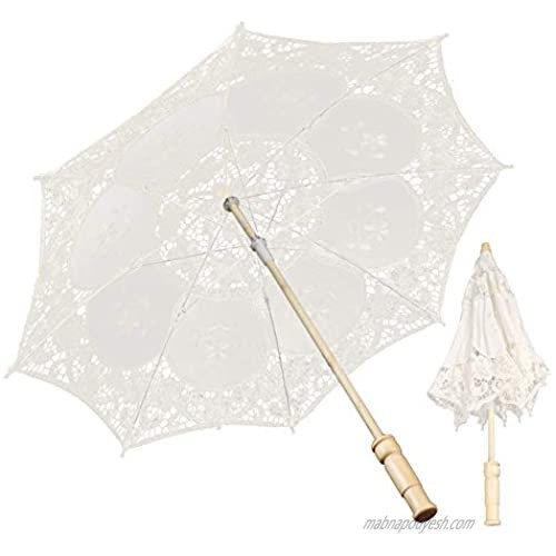 Vensans West Style Bridal Lace Umbrella Parasol Banquet Stage Photography Prop Wedding Supplies(Beige)