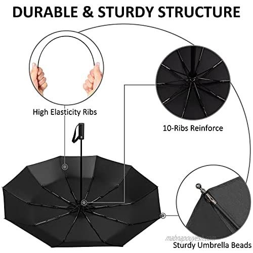 Yoobure Automatic Sun Umbrella Compact Travel Umbrella with Auto Open Close Large UV Protection Windproof Umbrellas for Rain & Sun 10 Ribs Folding Umbrella for Men and Women