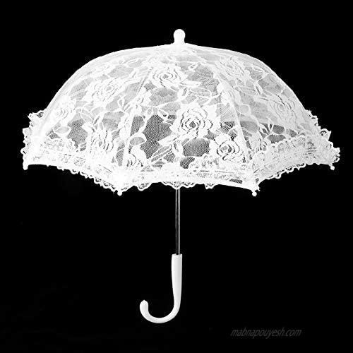 Yosoo Lace Wedding Umbrella Lace Embroidery Umbrella Bridal Party Craft Flowers Decoration Props Accessory for Wedding Party Celebration(51241 Light White)