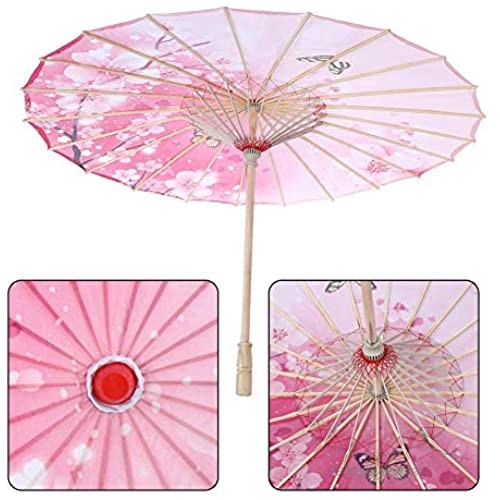 Yosoo123 Women Oiled Paper Umbrella Windproof Chinese Classical Dance Umbrella Flower Pattern Chinese Classical Dance Umbrella for Play Taking Photos Dance.(B)