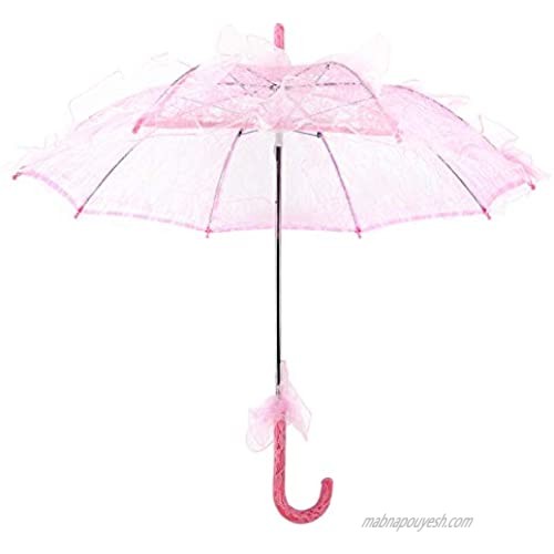 Zyyini Lace Umbrella  Bridal Lace Parasol Lace Umbrella  Hand Made Bridesmaid Girls Embroidered Umbrella for Wedding Parties Dancing Photography Props(Pink)
