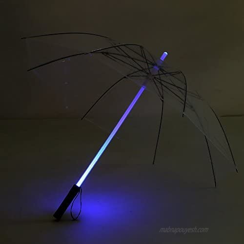 Bicaquu Umbrella 7 Colors Change Color Umbrella LED Umbrella Umbrellas LED Flashlight for a Safe Night Walk(Transparent)