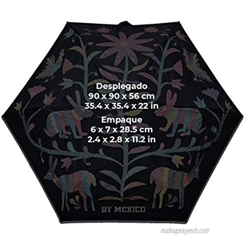 By Mexico Tenango Design Pocket Size Compact Umbrella - 2.4 x 2.8 x 11.2