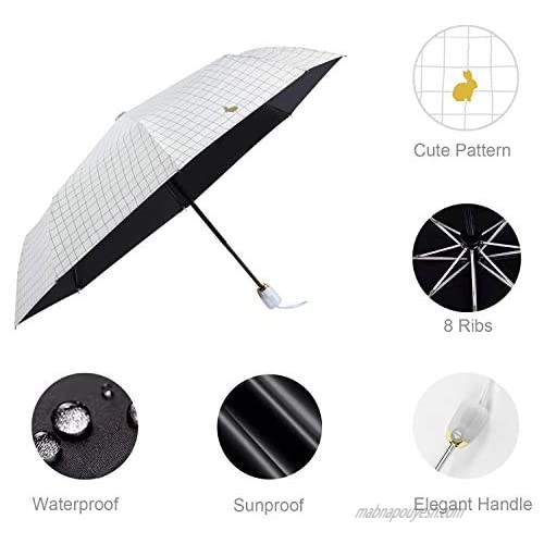 CHMETE Compact Travel Umbrella Folding Rain and Sun Umbrella with Anti-UV Coating Auto Open/Close for Women