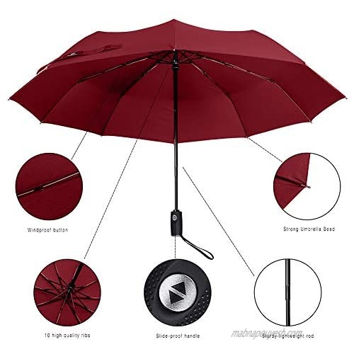 Compact Travel Umbrella Windproof Water Repellent Umbrella Lightweight Portable Ganamoda Automatic Open and Close Umbrella