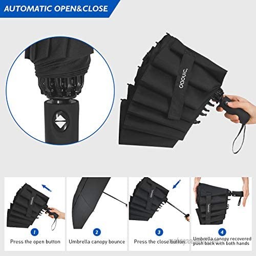 Compact Umbrella Umbrellas for Rain Sun Small Folding Travel Mini Windproof Umbrella Travel Essentials Portable - Automatic Open/Close -Black