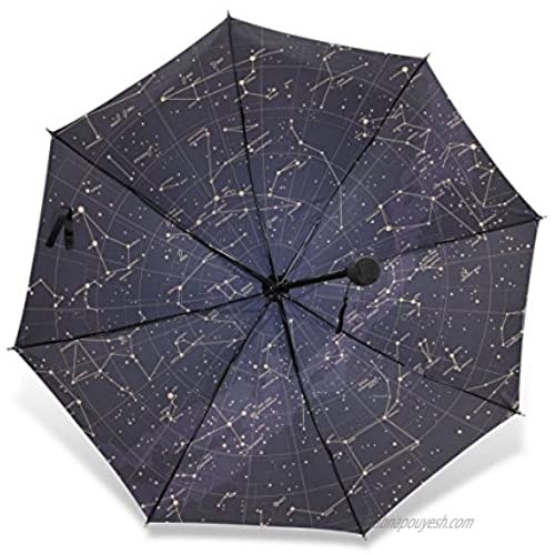 HMWR Umbrella Windproof Compact 12 Constellation Universe Galaxy Space Stars Foldable Umbrella
