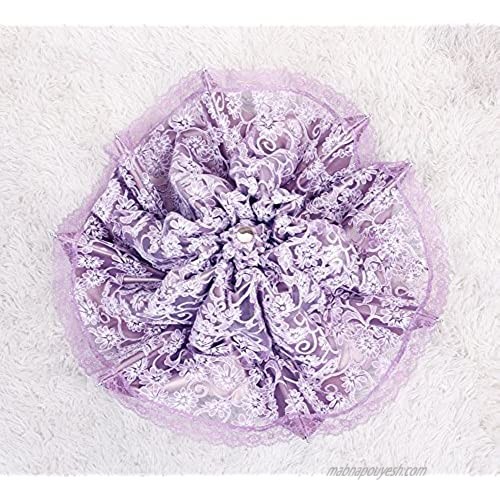 Honeystore Lace Travel Parasol Folding Anti-uv Windproof Embroidery Umbrella 3 Folding Purple
