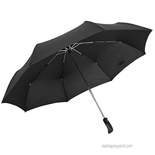 JOURNOW X-Large 8 Ribs Windproof Automatic Travel Umbrella with 210T Heavy Coating (Black)