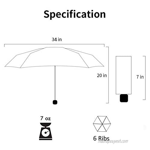 Ke.movan Travel Compact Umbrella Mini Sun & Rain Umbrella Ultra Light for Carry On - Fits Men & Women Gift Choice