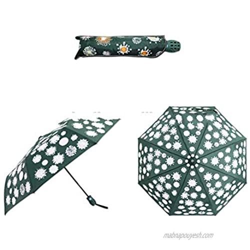 Liquid Reactive Color Changing Compact Folding Umbrella Auto Open Light Weight Comfort to Carry with  Perfect for Kids (green)