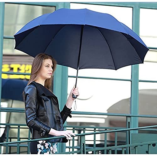 Paradise 10 Ribs Windproof Travel Umbrella 60 Inch Extra Large Folding Umbrella(Light Blue)