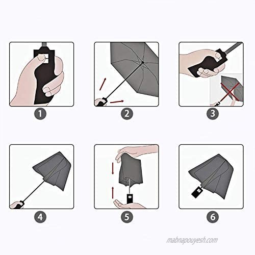Qingbay Automatic Folding Compact Travel Umbrella Auto Open and Close 12Ribs (Black)