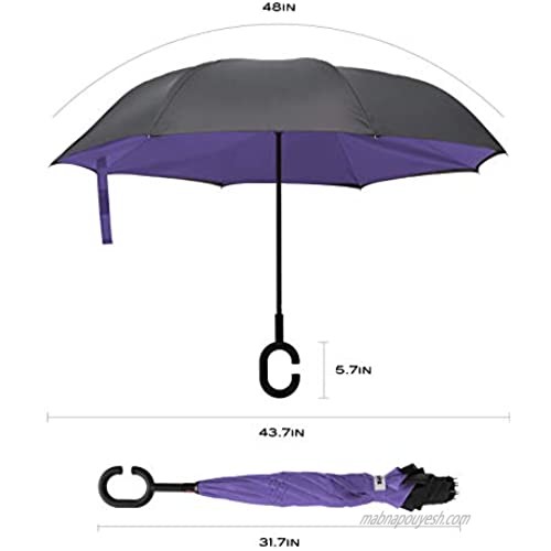 Rainz Inverted Umbrella Reversible and Windproof Water Repelent Invert Folding C-Shaped Handle