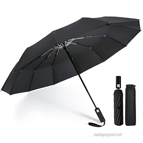 Rhodium Ken Umbrella Windproof 12 RIBS Auto Open & Close Collapsible Folding Small Compact Umbrella for Rain