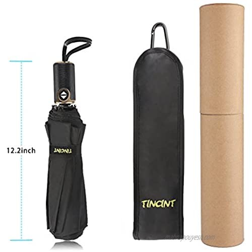 TINCINT Travel Windproof Umbrella Auto Open and Close Unbreakable Compact Travel Umbrella Black
