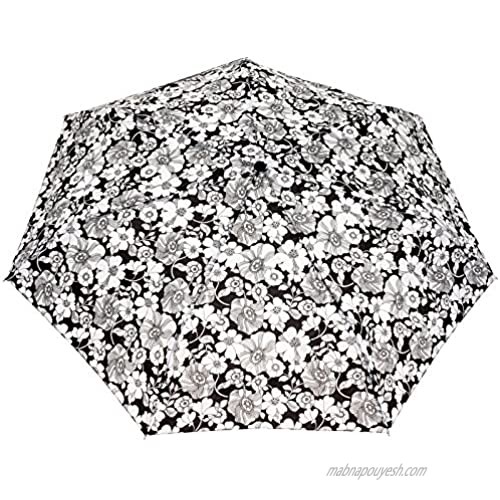 Totes Auto Open Auto Close Compact Umbrella (Black & White Floral)