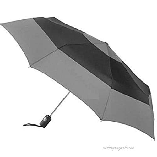 Totes Auto Open Auto Close Umbrella ~ 43" Arc ~ Fits in Travel Bag  Color: Black/Gray