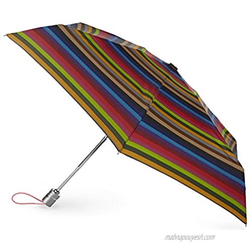 totes Classics 4 Section Auto Open Close Compact Umbrella  Stripe  One Size