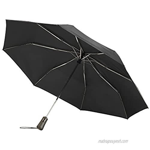 totes Titan Compact Travel Umbrella Windproof Waterproof Auto Open/Close Black
