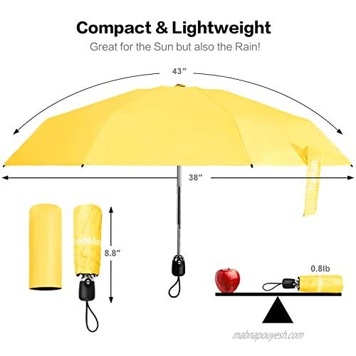 TradMall Automatic Mini Travel Windproof Umbrella Lightweight Compact Parasol with 99% UV Protection Auto Open & Close