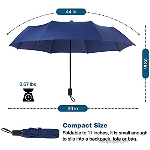Travel Folding Compact Umbrella Windproof UV Protection and Lightweight Umbrella for Women Men and Kids Navy