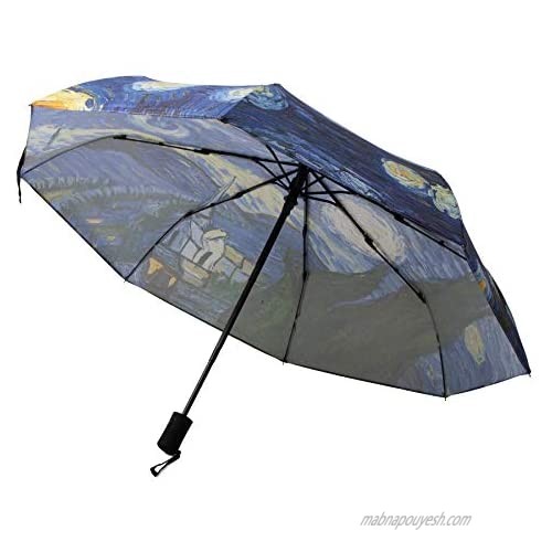 UNICA Auto Open Close 3 Folding Umbrella with Anti-Skip Handle  Lightweight Umbrella for Easy Carrying in Bag  38 Inch  The Starry Night