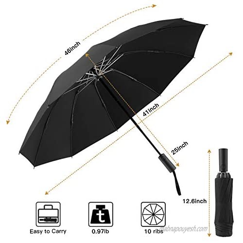 UV Protection Inverted Travel Compact Umbrella W/ 400T Fabric & Anti-Rebound Design for Sun and Rain
