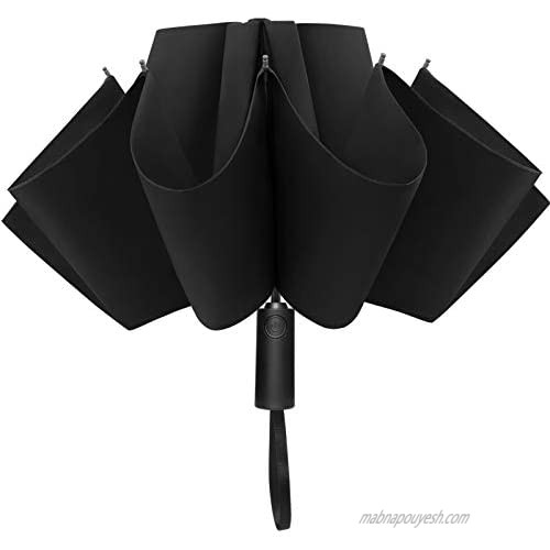 UV Protection Inverted Travel Compact Umbrella W/ 400T Fabric & Anti-Rebound Design for Sun and Rain