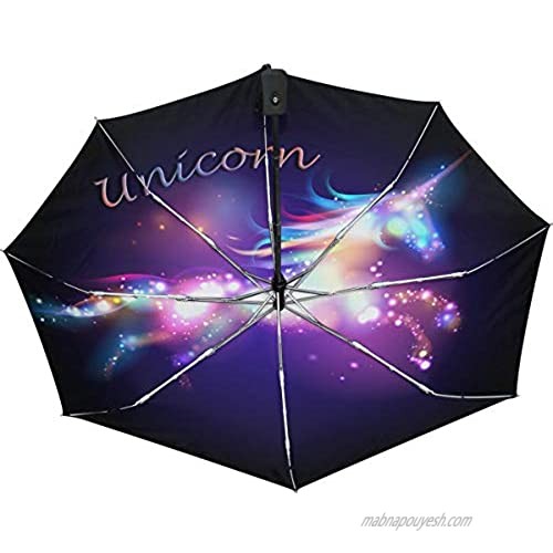 Wamika Galaxy Unicorn Umbrella Automatic Open Close Windproof Compact Anti-UV Travel Umbrella Lightweight Parasol Umbrellas Sun & Rain
