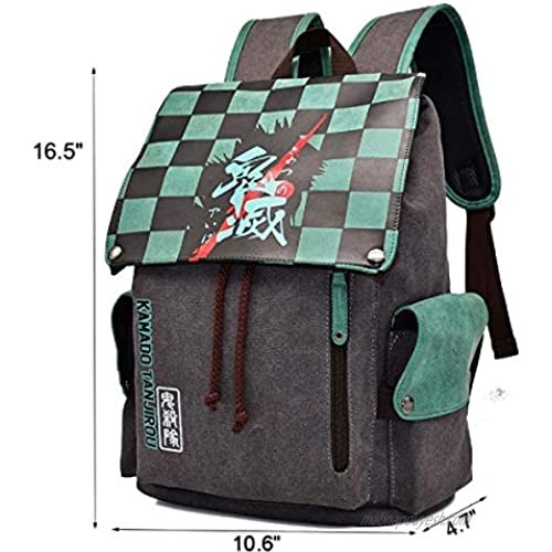 Aoibox Japanese Anime Backpack Demon Slayer backpack Unisex Canvas Shoulders bag (10.6x4.7x16.5Inh Multicolors)