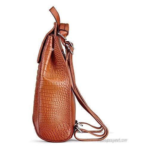 Coolcy Women Real Leather Backpack Shoulder Bag
