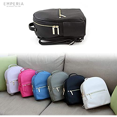 EMPERIA Karis Faux Leather Mini Fashion Backpacks Casual Lightweight Strong Rucksack Daypack for Women Lady Teenager Girl Black