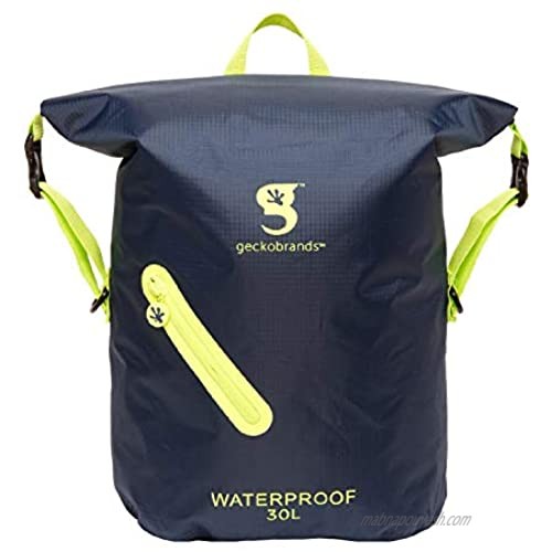 geckobrands Waterproof 30L Backpack – Lightweight Packable Dry Bag  Navy/Green