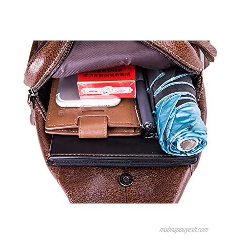 Genuine Leather Shoulder Sling Backpack Bag Unisex Outdoor Crossbody Sling Pack Sport Daypack