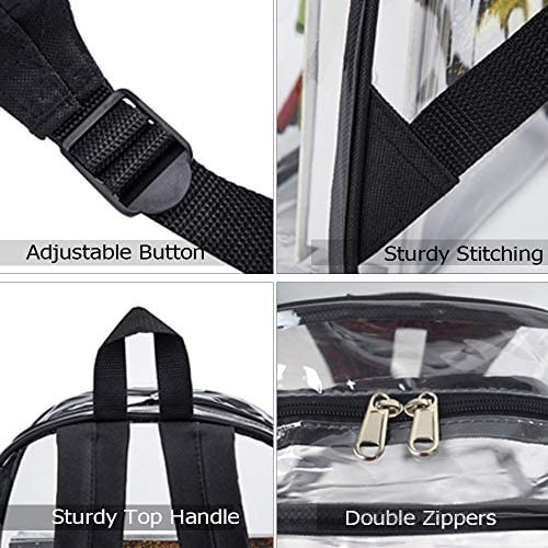 Heavy Duty Clear Backpack Transparent PVC Concert Mini Backpacks See Through Outdoor Bag for Security Travel Sports Events(Black)