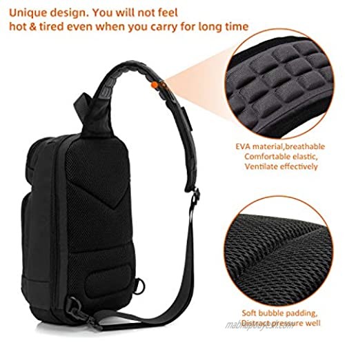 KINGSLONG Waterproof Sling Backpack Bag for Men Women with USB Charging Port Crossbody Daypack Casual Chest bag Rucksack Shoulder backpack for Hiking Outdoor Travel Cycling Camping
