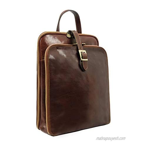 Leather Backpack Convertible to Shoulder Bag Daybag Travel Satchel Rucksack - Time Resistance