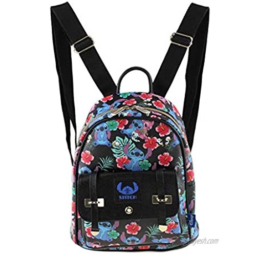 Lilo and Stitch - Stitch and Angel 10 Faux Leather All Over Print Backpack - 16013