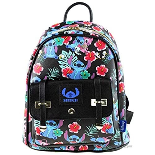 Lilo and Stitch - Stitch and Angel 10" Faux Leather All Over Print Backpack - 16013