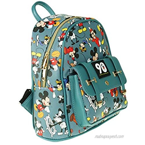 Mickey Mouse 90th Anniversary 10 Faux Leather All Over Print Backpack - 16012