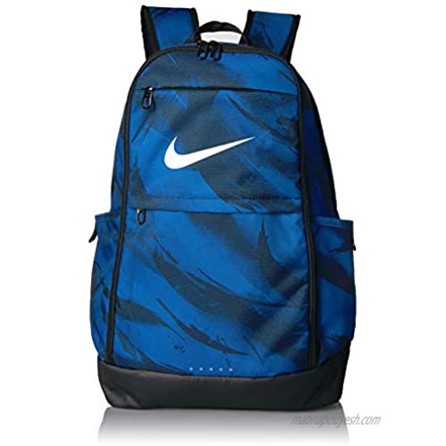 NIKE Brasilia All Over Print Backpack  Gym Blue/Black/White  X-Large